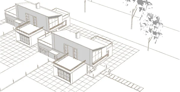 Архитектурный Эскиз Дома Иллюстрация — стоковое фото