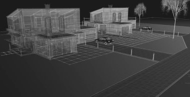 ev mimarisi çizimi 3d illüstrasyon