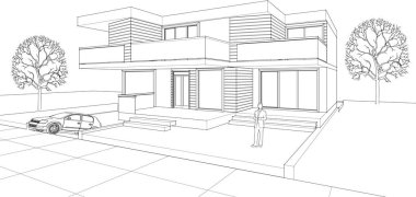 soyut modern ev 3D görüntüleme