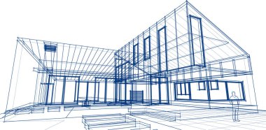 Kasaba mimarisi çizimi 3D illüstrasyon