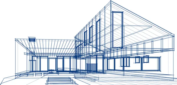 别墅建筑草图3D图解 — 图库矢量图片