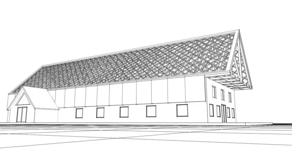 Дизайн Крыши Дома Рендеринг — стоковое фото
