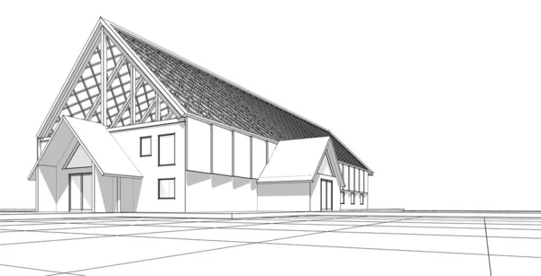 Disegno Del Tetto Della Casa Rendering — Foto Stock