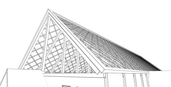 Roof Design House Rendering — Stock Photo, Image