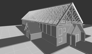 Evin çatı tasarımı 3D görüntüleme