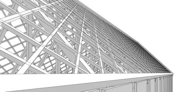 房屋的屋顶设计3D渲染 — 图库照片
