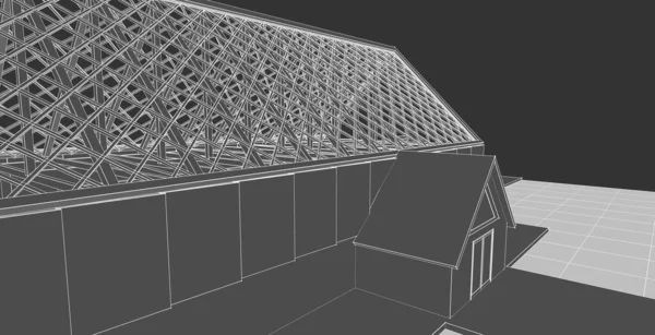 家の屋根のデザイン3Dレンダリング — ストック写真