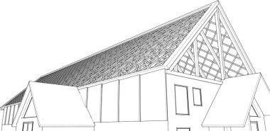 ev çatısı tasarımı 3d illüstrasyon