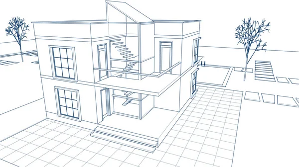 Townhouse Architectonische Schets Illustratie — Stockvector