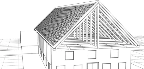 Casa Projeto Telhado Ilustração — Vetor de Stock