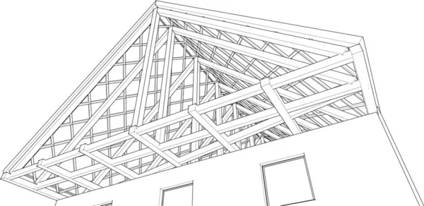 家の屋根のデザイン3Dイラスト — ストックベクタ