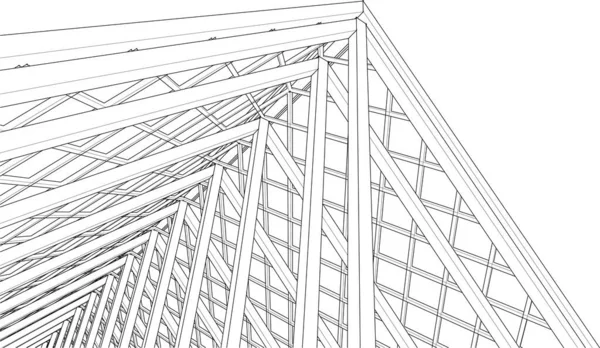 Disegno Casa Tetto Illustrazione — Vettoriale Stock