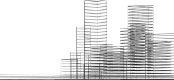 Arquitectura Moderna Abstracta Fachada Modular Ilustración — Vector de stock