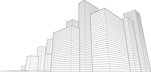 Abstrakte Moderne Architektur Modulare Fassade Illustration — Stockvektor