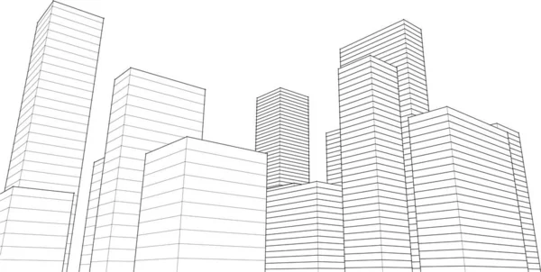 Arquitectura Moderna Abstracta Fachada Modular Ilustración — Archivo Imágenes Vectoriales