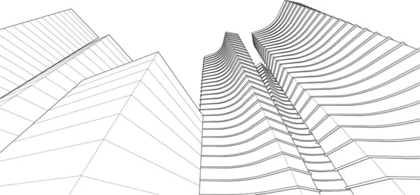 Abstrakt Modern Arkitektur Modulär Fasad Illustration — Stock vektor