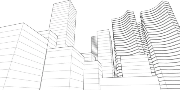 Abstraktní Moderní Architektura Modulární Fasáda Ilustrace — Stockový vektor