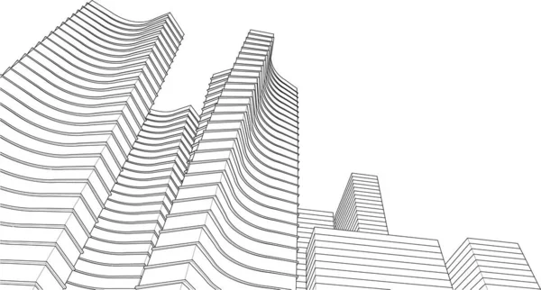 Arquitectura Moderna Abstracta Fachada Modular Ilustración — Archivo Imágenes Vectoriales