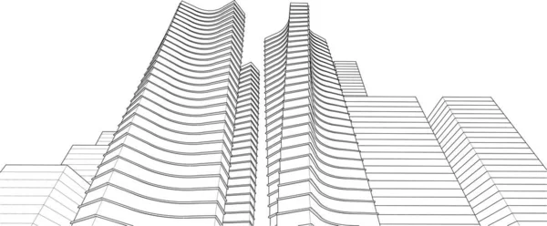 Abstrata Arquitetura Moderna Fachada Modular Ilustração —  Vetores de Stock
