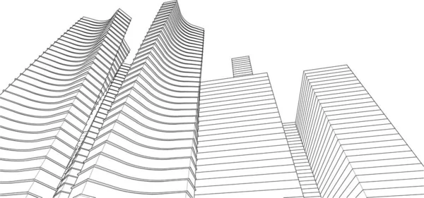 Abstrakt Modern Arkitektur Modulär Fasad Illustration — Stock vektor