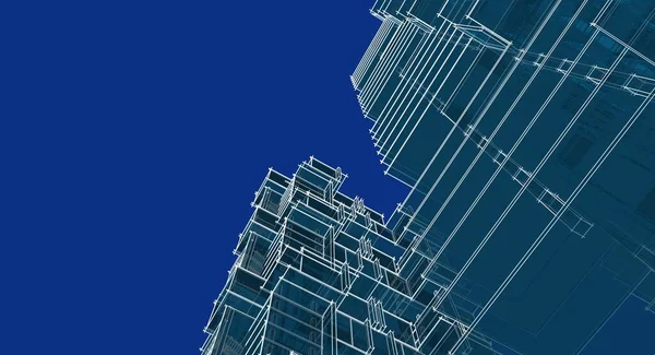 Abstracte Moderne Architectuur Modulaire Gevel Illustratie — Stockfoto