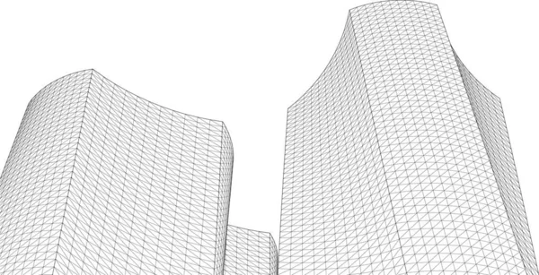 抽象建築3Dイラスト背景 — ストックベクタ