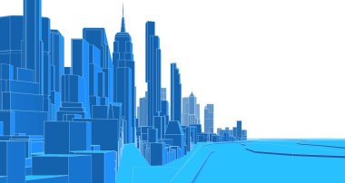 Modern şehir panoraması 3D illüstrasyon