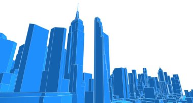 Modern şehir panoraması 3D illüstrasyon