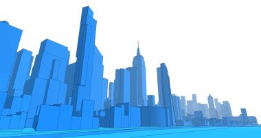 Modern şehir panoraması 3D illüstrasyon