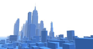 Modern şehir panoraması 3D illüstrasyon