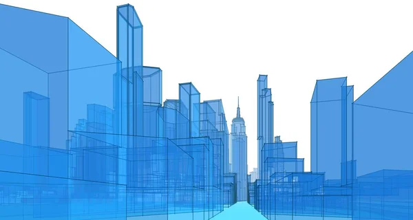 Moderní Panorama Města Ilustrace — Stock fotografie
