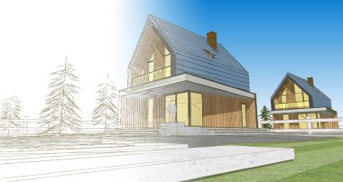 ev mimarisi çizimi 3d illüstrasyon