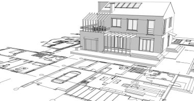 ev mimarisi eskiz planı 3D oluşturma