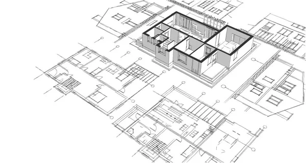 house project plan 3d rendering