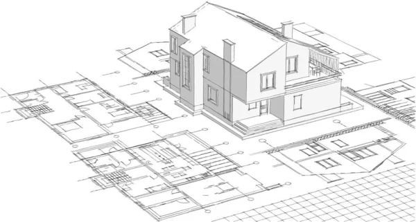 House Project Plan Rendering — Stock Photo, Image