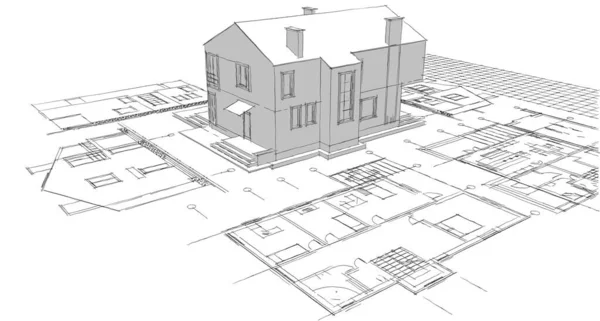 Hus Projektplan Konvertering — Stockfoto