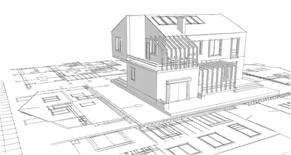 Hus Projektplan Konvertering — Stockfoto