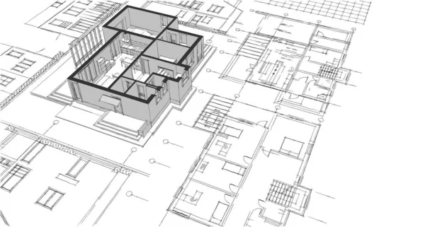 Hus Projektplan Konvertering — Stockfoto