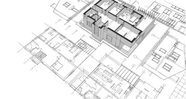 House Project Plan Rendering — Stock Photo, Image