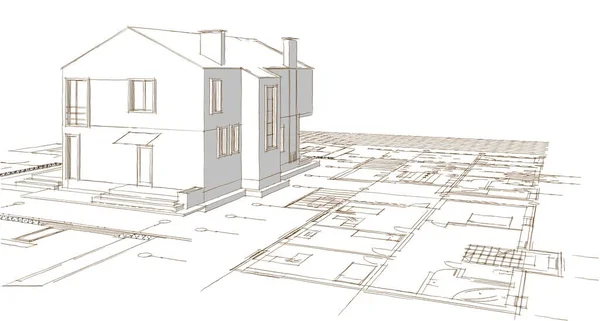 House Project Plan Rendering — Stock Photo, Image