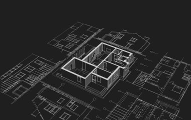 Geleneksel mimari ev planı 3d illüstrasyon