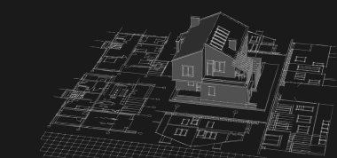 Geleneksel mimari ev planı 3d illüstrasyon