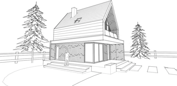 Maison Ville Croquis Architectural Illustration Vectorielle — Image vectorielle