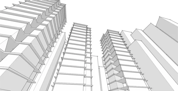 modern gökdelenler mimari çizim 3d vektör illüstrasyonu
