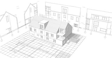 ev geleneksel mimarisi 3D görüntüleme