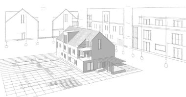 ev geleneksel mimarisi 3D görüntüleme