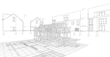 ev geleneksel mimarisi 3D görüntüleme