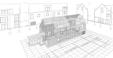 ev geleneksel mimarisi 3D görüntüleme