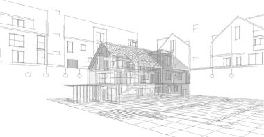 ev geleneksel mimarisi 3D görüntüleme