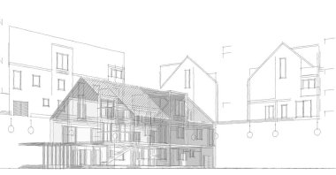 ev geleneksel mimarisi 3D görüntüleme